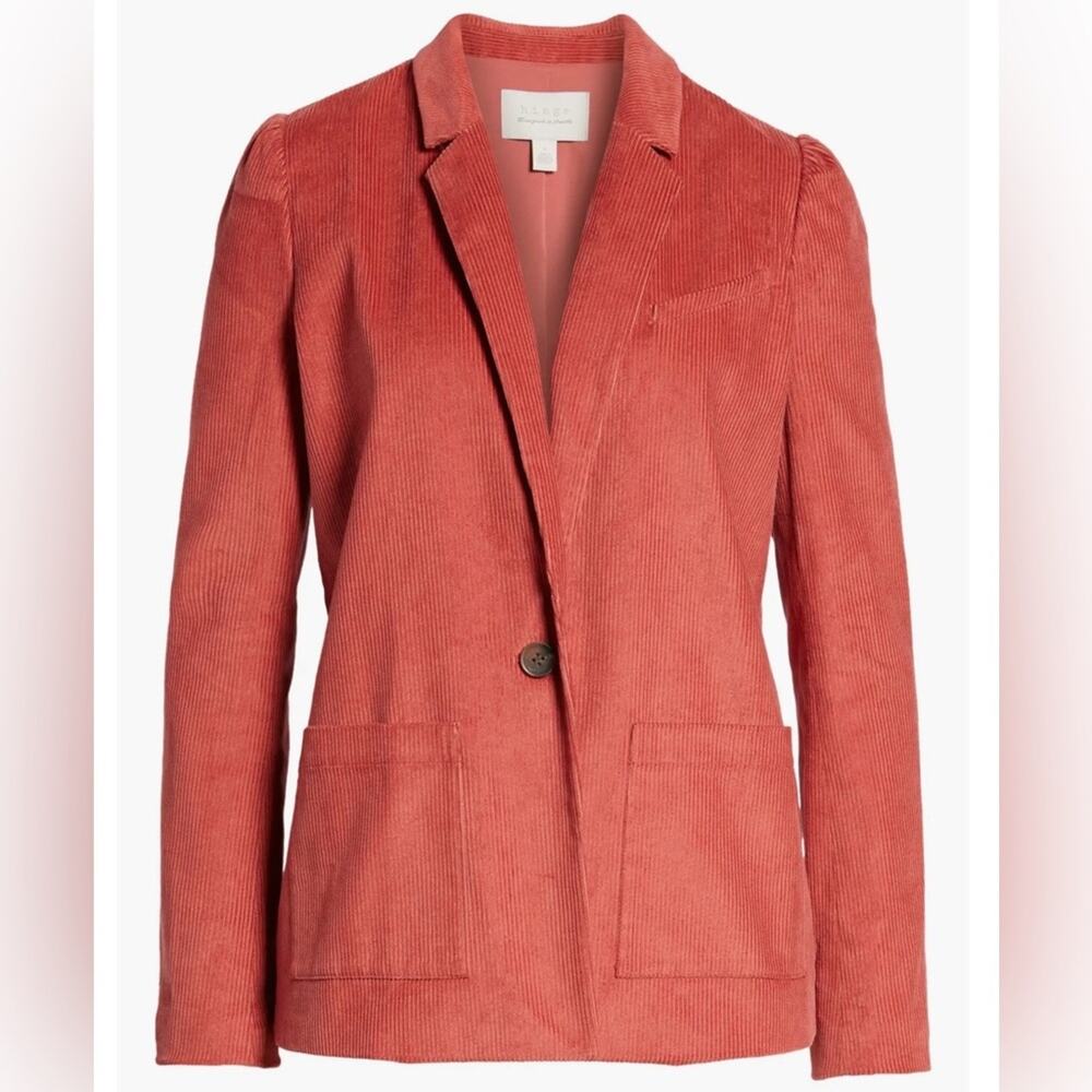 Hinge Corduroy Blazer Size L Pink Preppy Academia Career Office